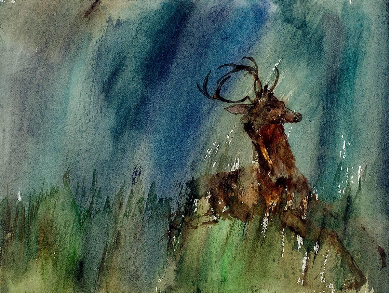 Rare Leonard Baskin Watercolor Seasons Song: Deer Illus. Ted Hughes Poem For Sale 1