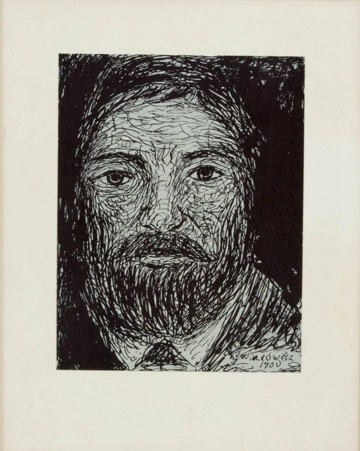 Figurative Art Abraham Walkowitz - Dessin moderniste, portrait d'un homme