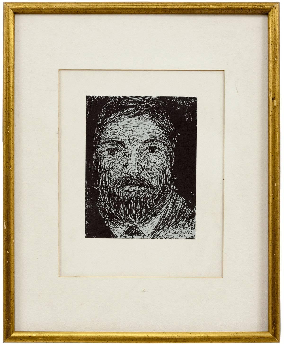 Modernist Drawing, Portrait of a Man - Art by Abraham Walkowitz
