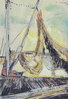 German American Expressionist Abstract Sailboat
