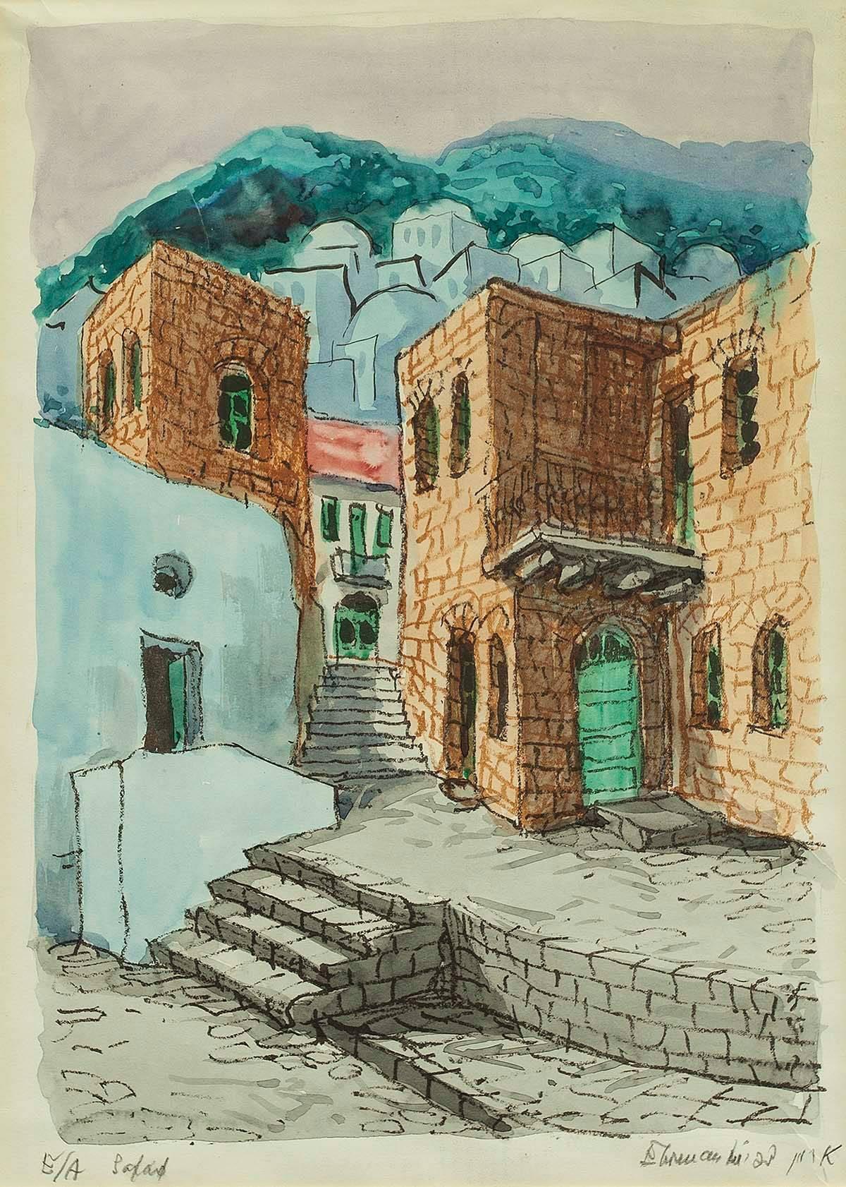 Street Scene in Safed, Israel - Art by Zvi Ehrman