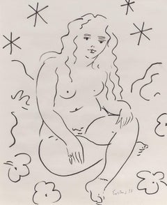 Nudo seduto, disegno a inchiostro