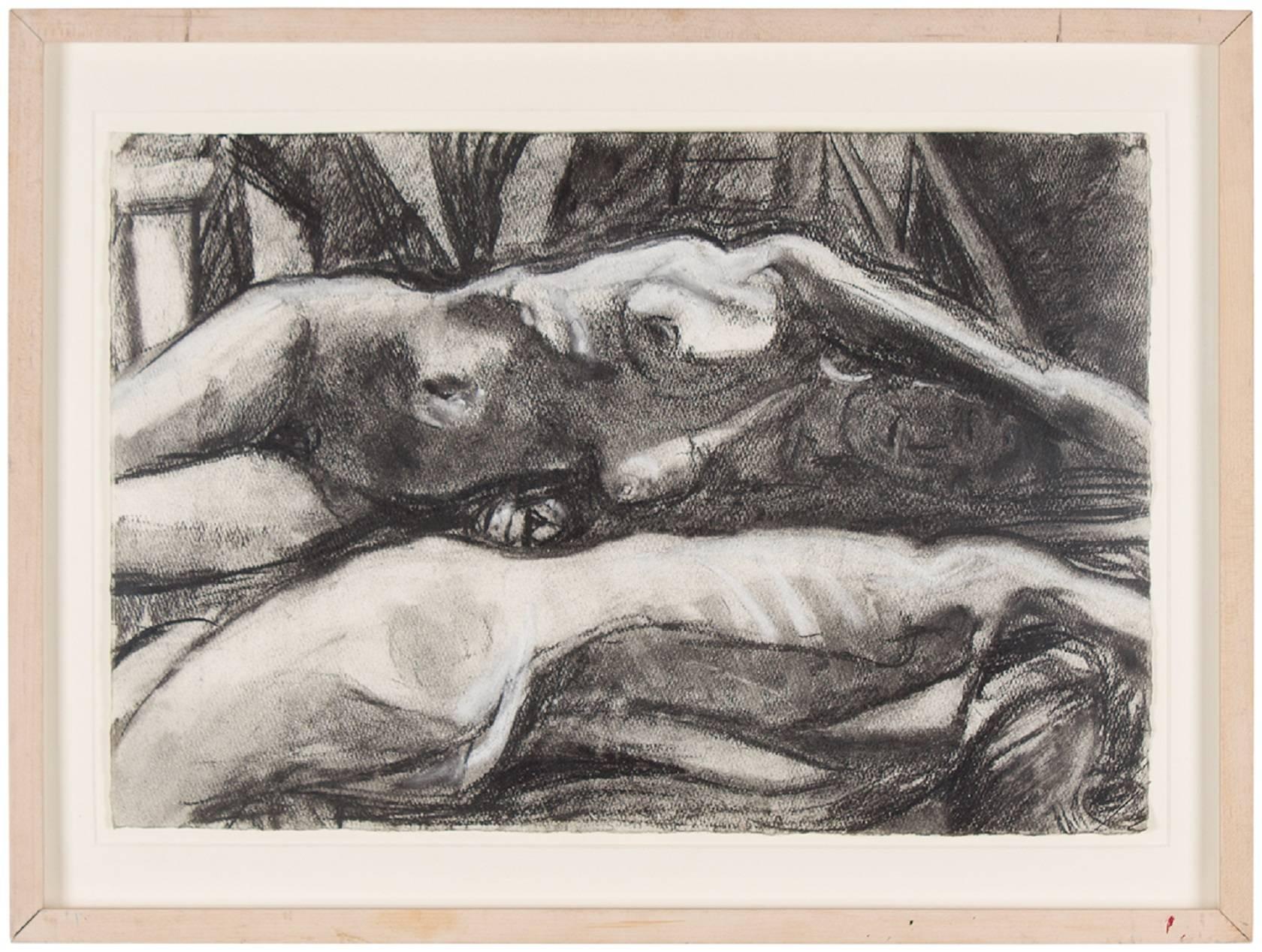 Untitled (7) Figural Expressionniste Nude Charcoal Drawing