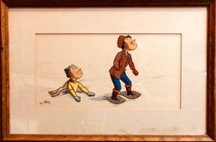 Ilustración caprichosa Viñeta "Nieve", 1938 Pabellón de esquí de Mt Tremblant William Steig