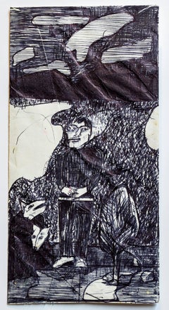 Standing figure, 1992 Ballpoint Ink Drawing on an Envelope (Phone Bill)