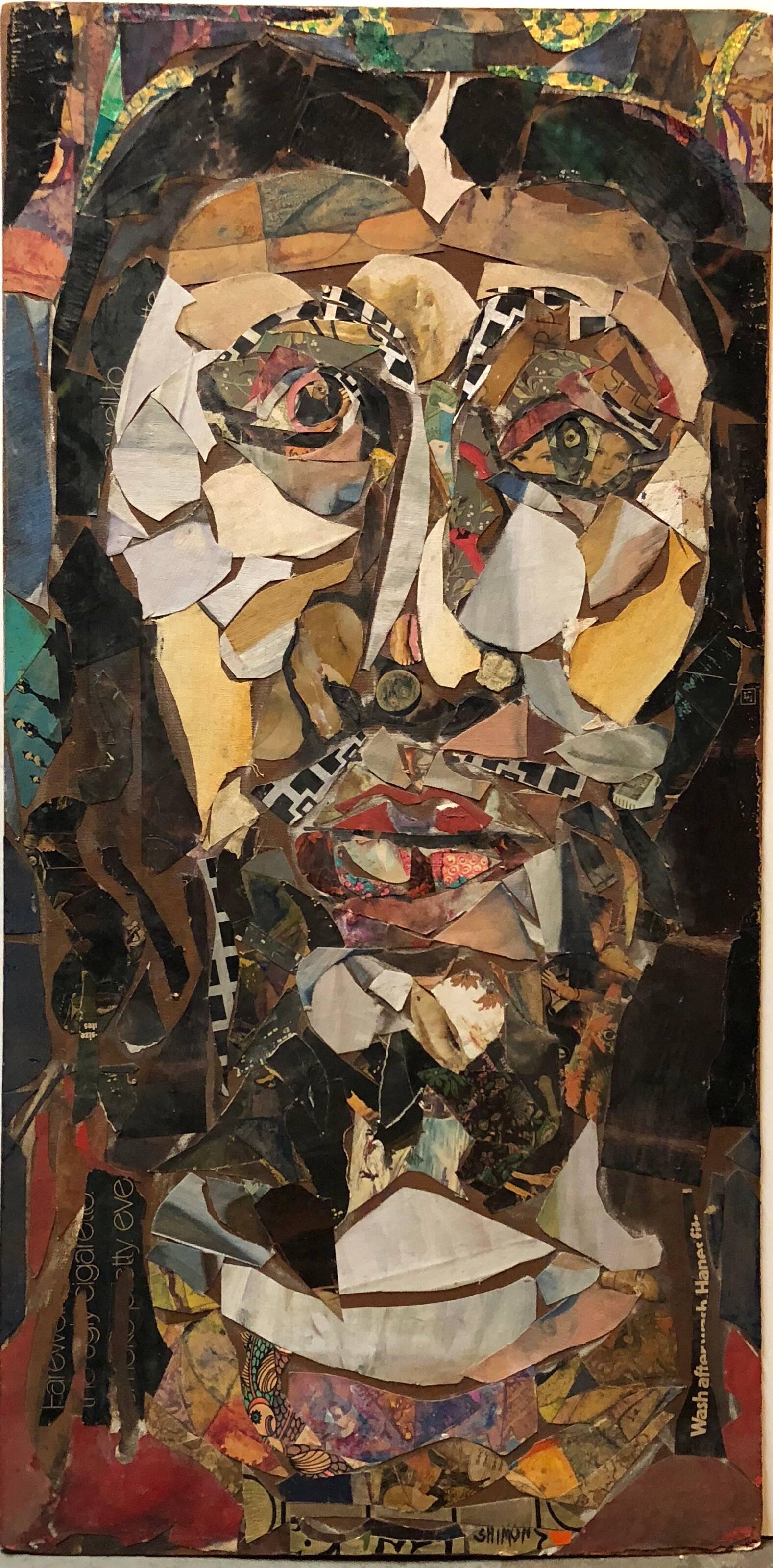 Große Assemblage-Collage, 2seitiges Gemälde, Art brut