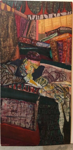 Siglo Medio Modernista Judaica Rabino Escribano Pintura Arte Outsider
