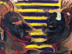 One More Time (Black Devil) Outsider Art Painting, Drawing