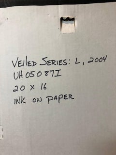 Veiled Series L, Abstract Expressionist Organic Drawing Watercolor Painting