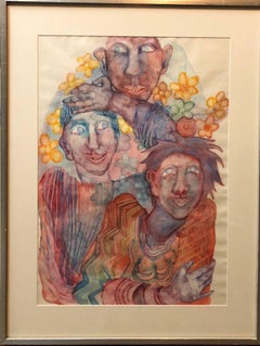 Surrealist fantasy Watercolor Painting Viennese Expressionist