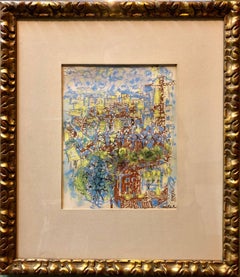 Pittura astratta espressionista del paesaggio parigino