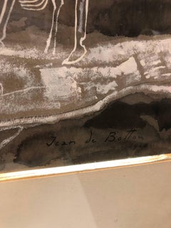 Large French Art Deco Four Horsemen of Apocalypse Watercolor Gouache Painting