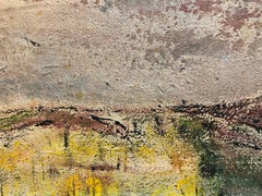 Peinture à l'huile expressionniste italienne sans titre, paysage abstrait solitaire
