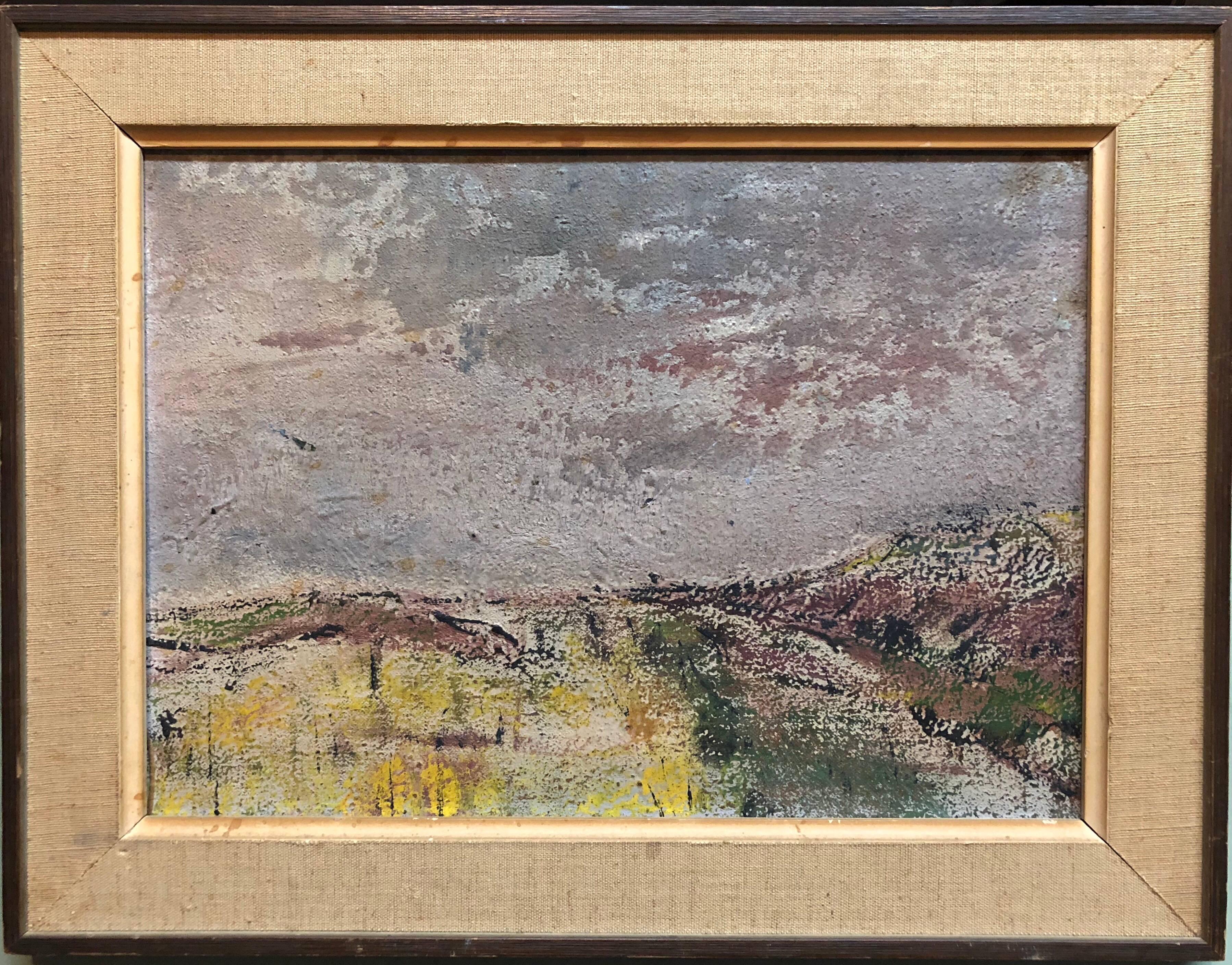 Ohne Titel, Einsame abstrakte Landschaft, Italienisches expressionistisches Ölgemälde (Moderne), Art, von Ivan Kurach