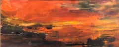 Abstract Expressionist Watercolor Fiery Sky