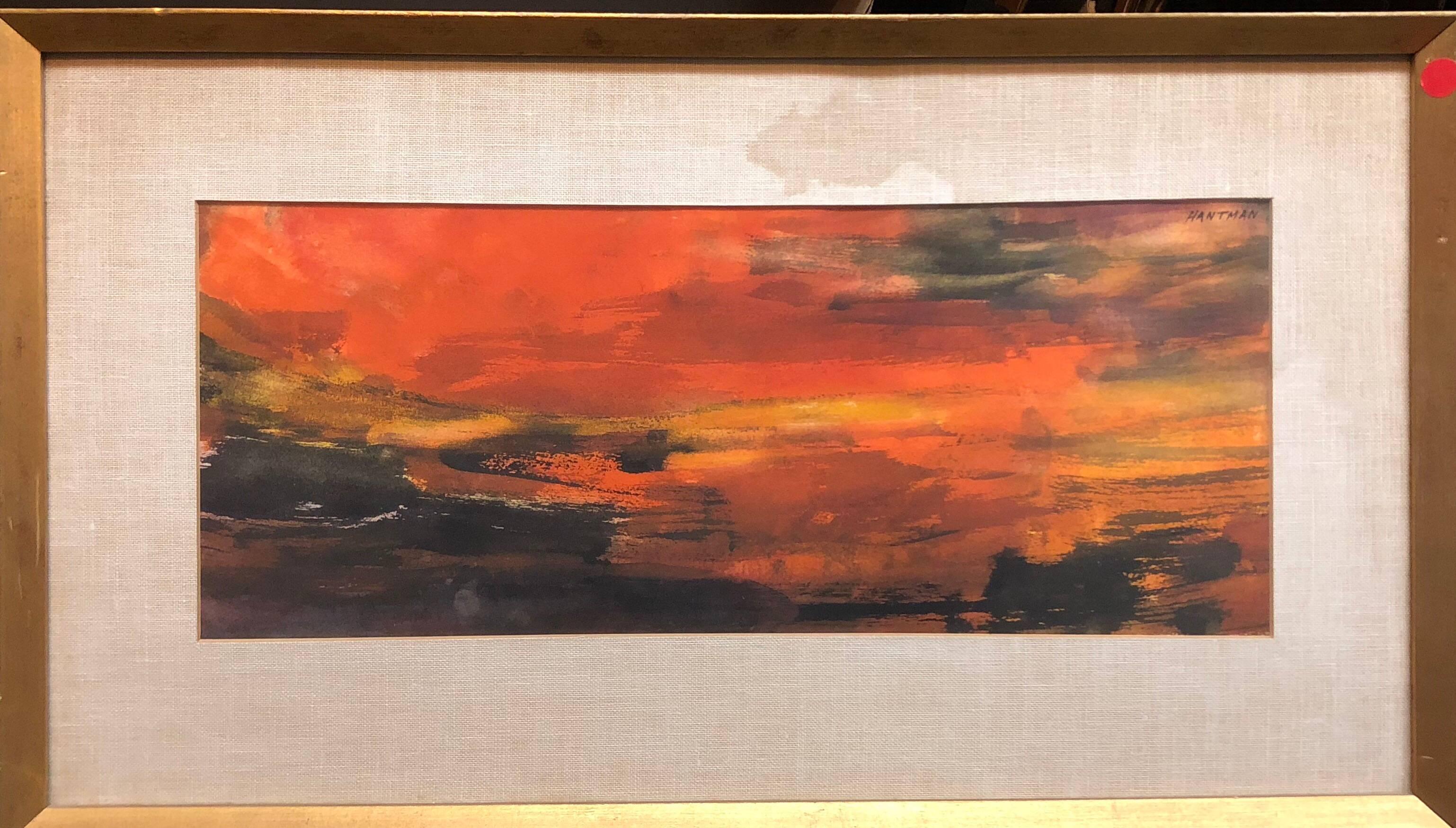 Abstrakt-expressionistisches Aquarell Fiery Sky  (Abstrakter Expressionismus), Art, von Murray Hantman