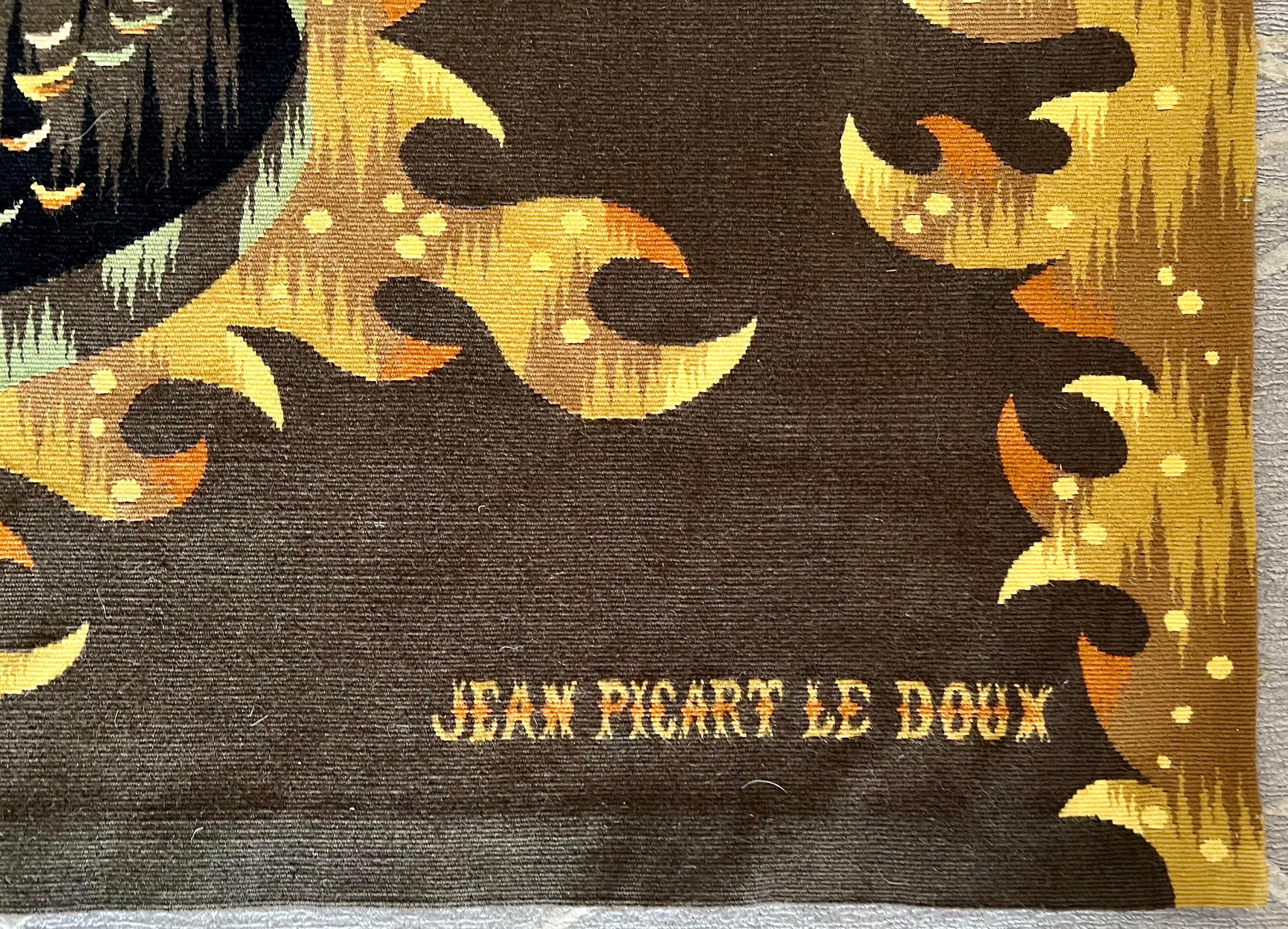Art Deco French Modernist Handmade Aubusson Gobelin Tapestry Jean Picart Le Doux For Sale 3