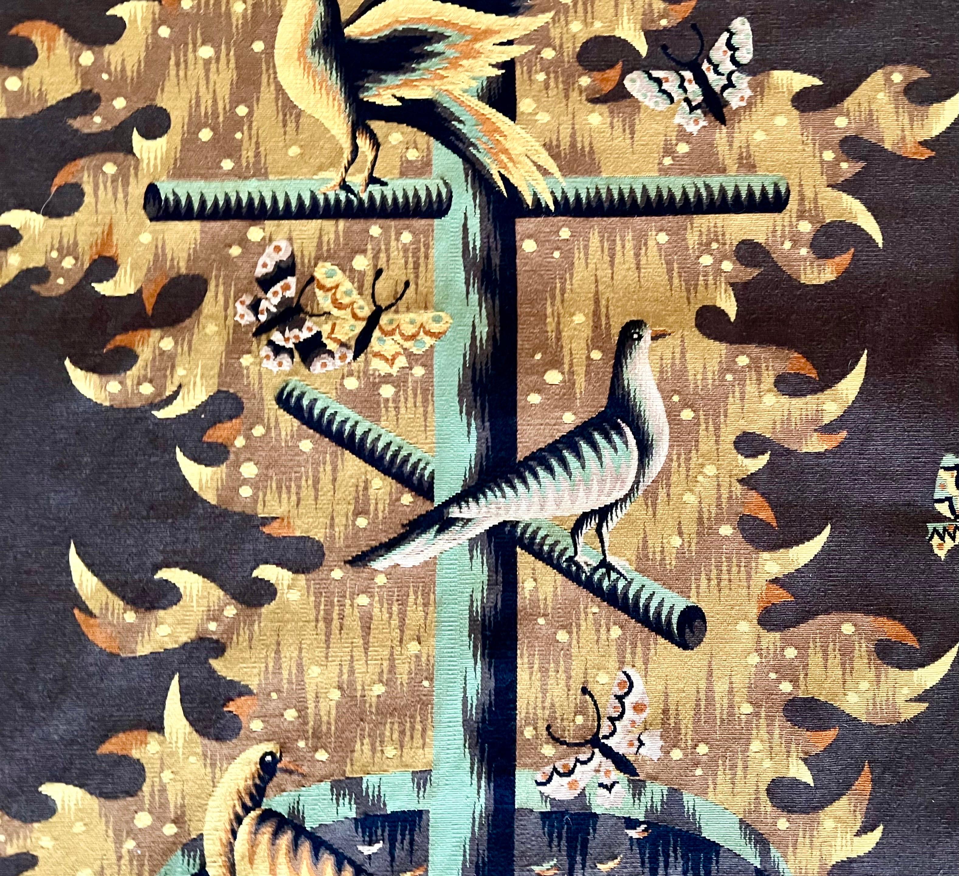 Französischer modernistischer handgefertigter Aubusson Gobelin-Wandteppich im Art déco-Stil von Jean Picart Le Doux im Angebot 11