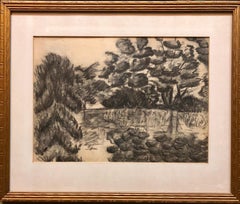 Modern Polish Jewish Pencil Drawing Modernist Landscape