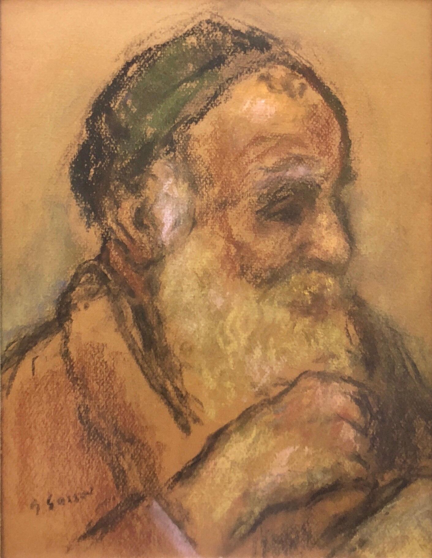 Judaica Pastell Porträt Rabbiner Gemälde WPA Era Künstler, Sozialrealist – Painting von Bernard Gussow