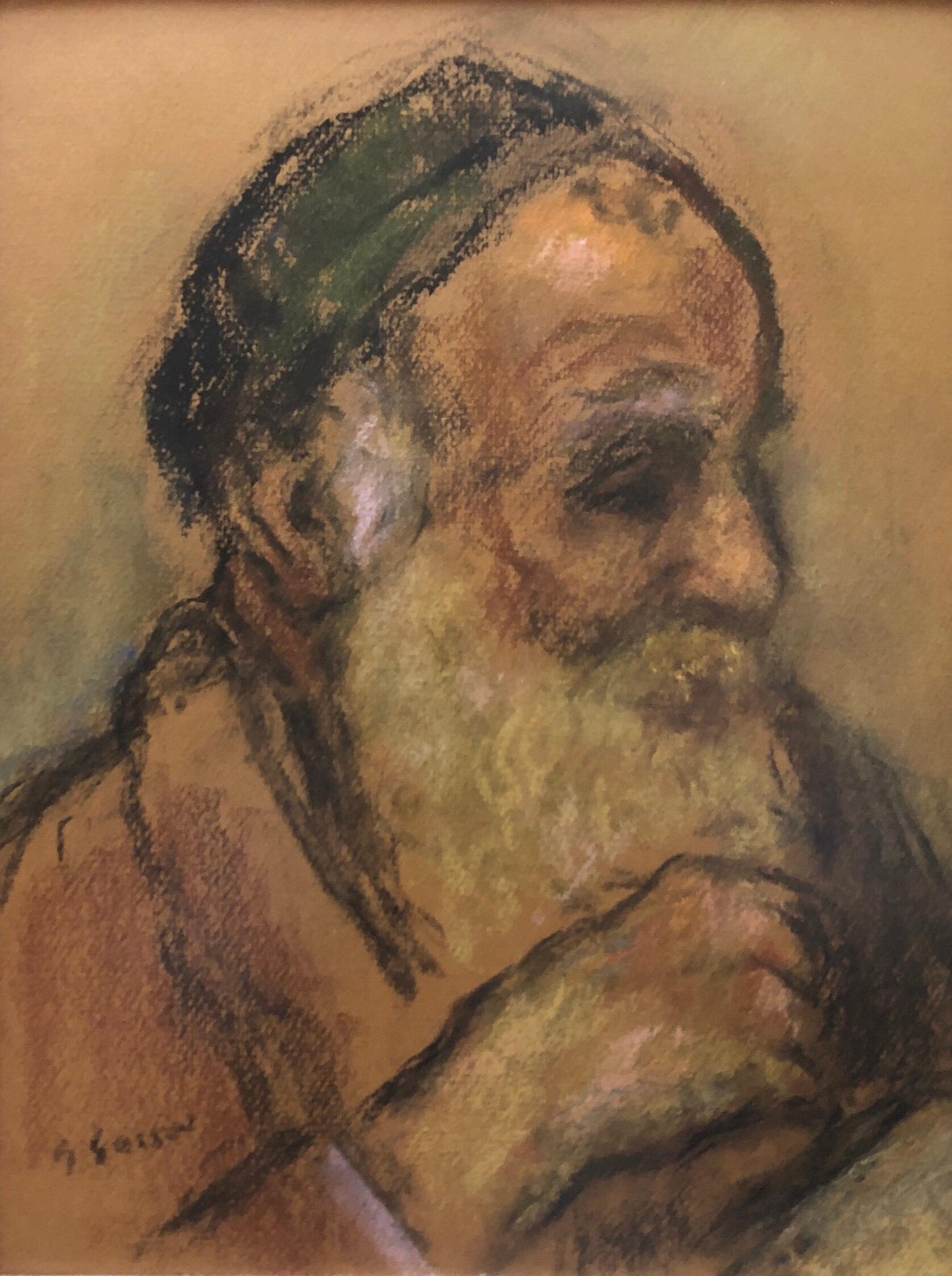 Judaica Pastel Portrait Rabbi Painting WPA Era Artist, Social Realist For Sale 3