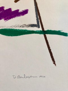 David Kimball Anderson Large Oil Stick Pastel Abstract Flowers Drawing