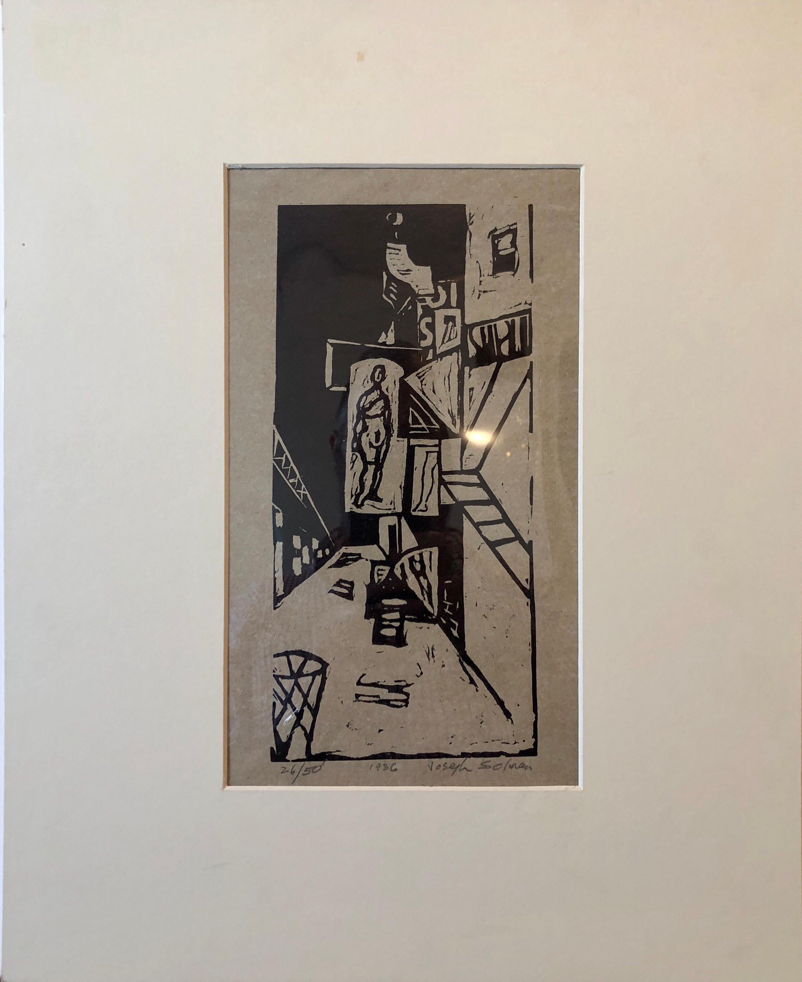 1936 Woodblock Print Venus of 23rd St. Skid Row Woodcut NYC Great Depression WPA For Sale 1