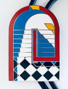 Collana d'arte vintage con smalto cloisonne dell'architetto di Chicago Stanley Tigerman Acme