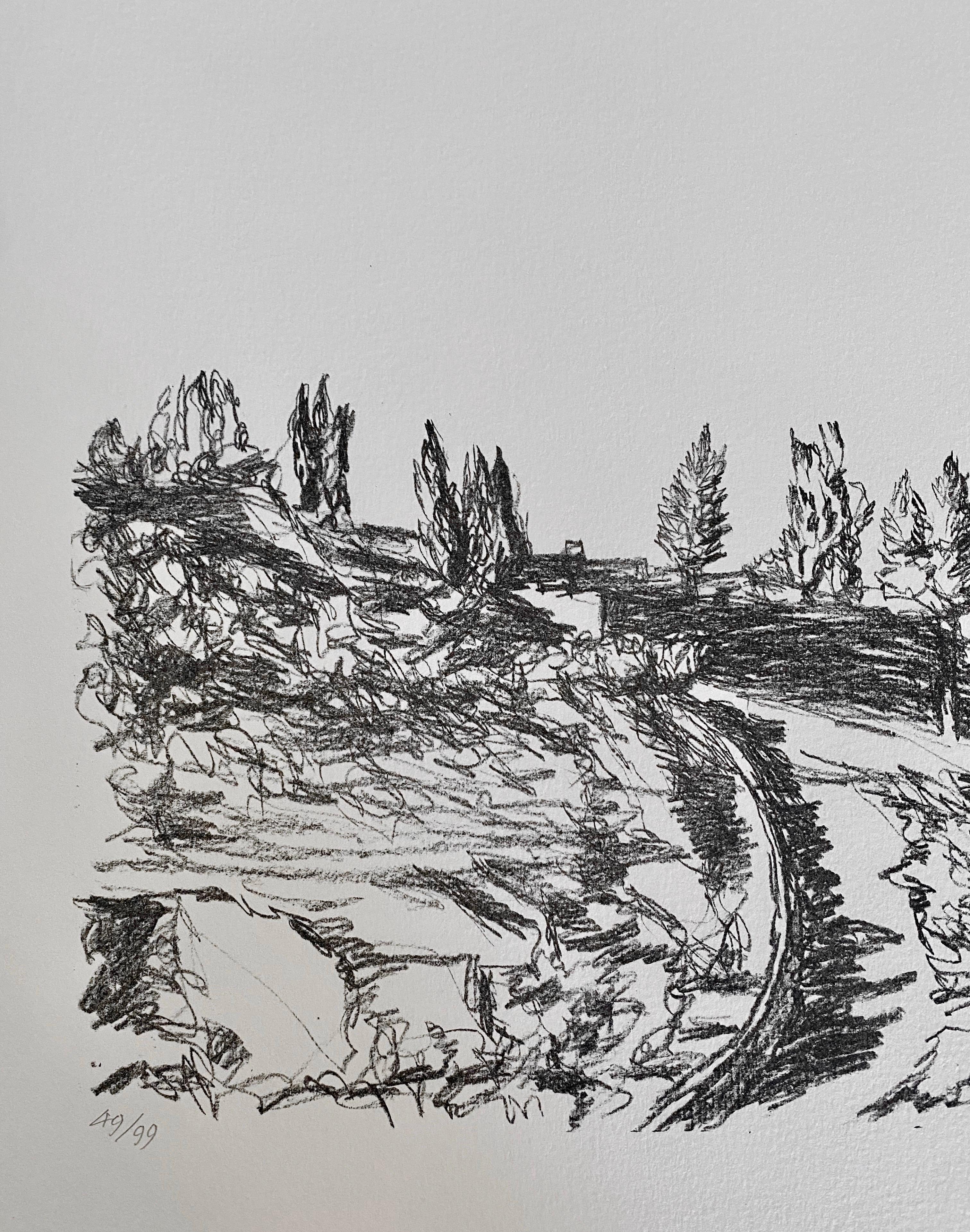 Avigdor Arikha Modernist Israeli Lithograph Jerusalem Landscape Bezalel School For Sale 1