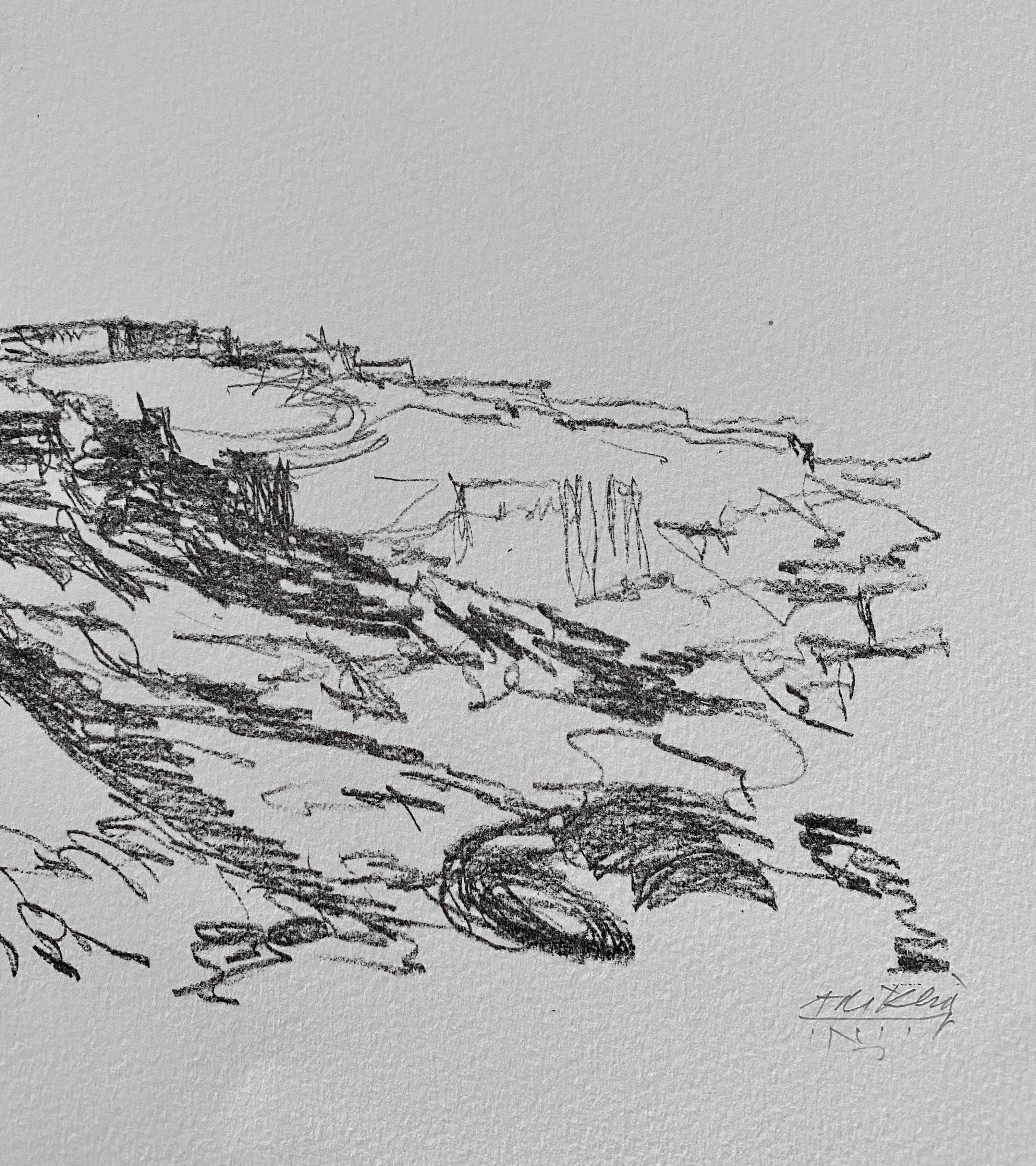 Avigdor Arikha Modernist Israeli Lithograph Jerusalem Landscape Bezalel School For Sale 2