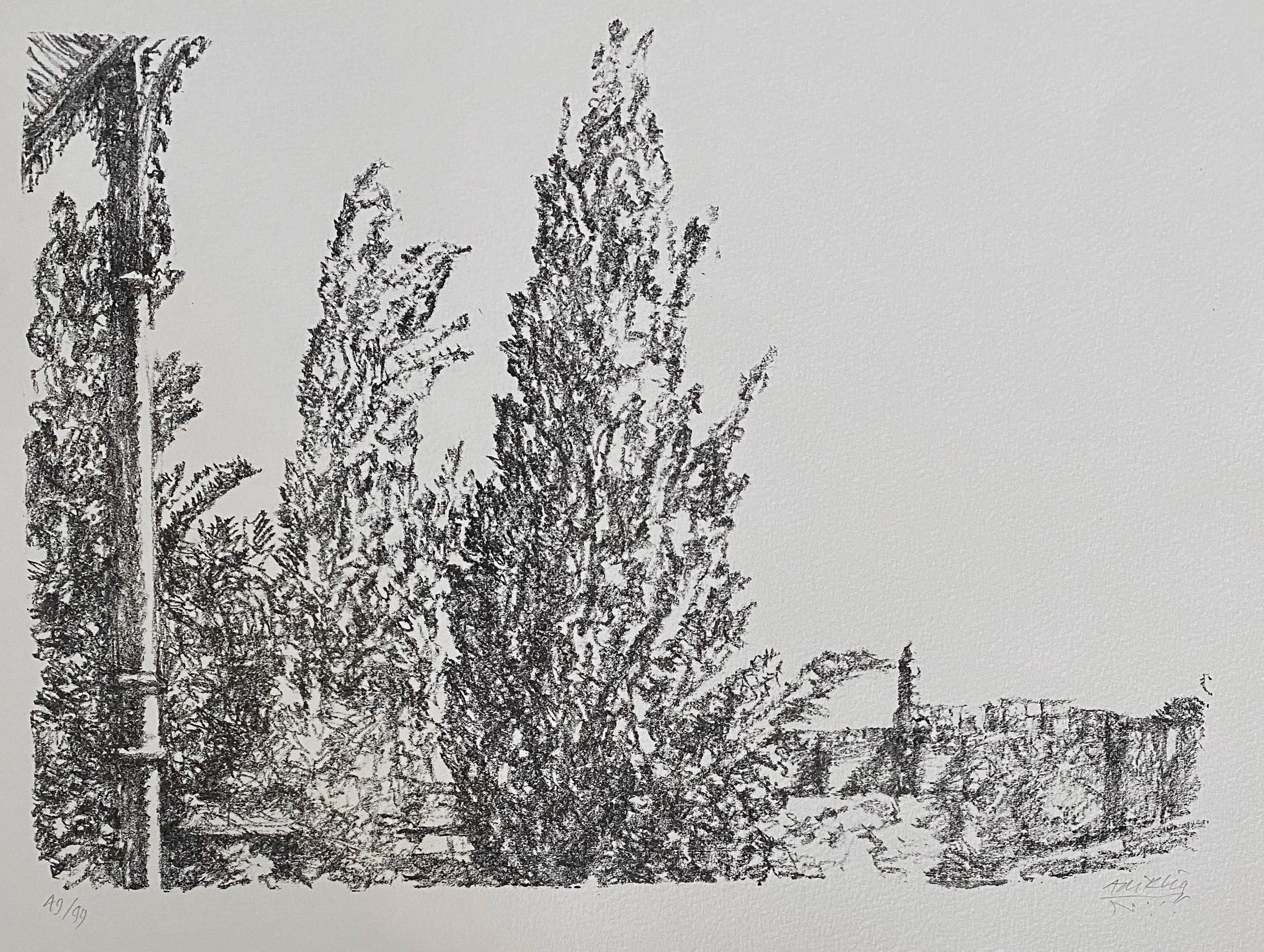 Avigdor Arikha Modernist Israeli Lithograph Jerusalem Landscape Bezalel School For Sale 1
