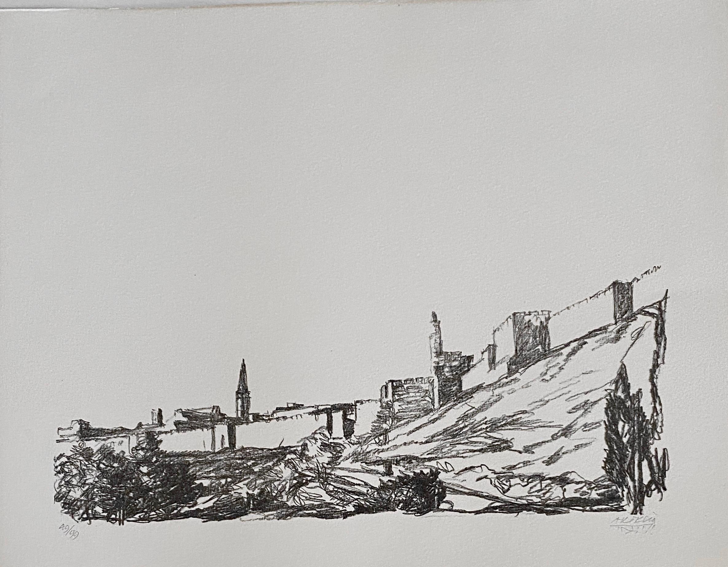 Lithographie signée au crayon et numérotée à la main sur papier d'Arches.
Paysage de Jérusalem.

Avigdor Arikha (28 avril 1929 - 29 avril 2010) était un peintre, dessinateur, graveur et historien de l'art franco-israélien né en Roumanie.
Avigdor