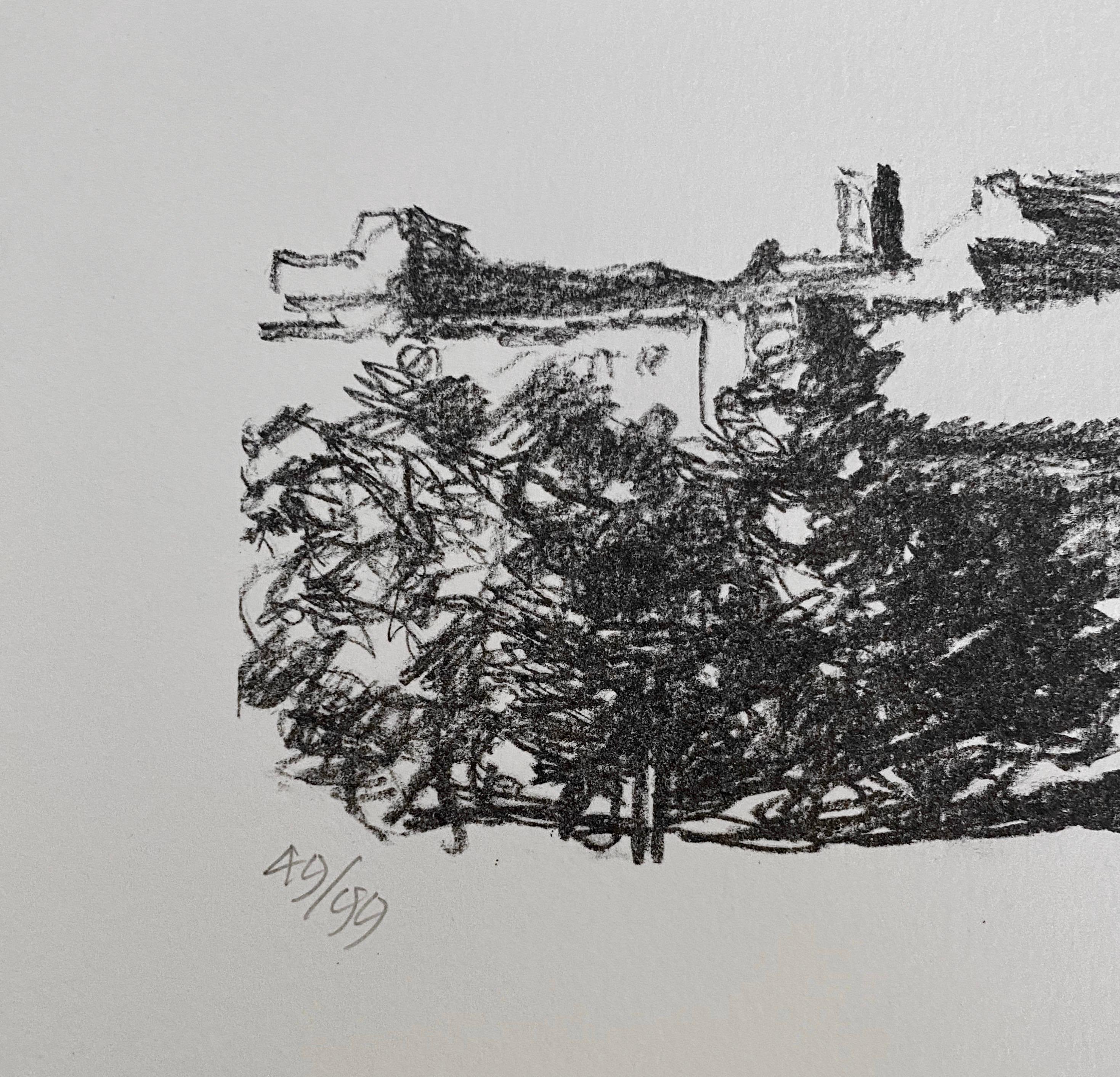 Lithographie moderniste israélienne d'Avigdor Arikha Jerusalem Landscape Bezalel School en vente 4