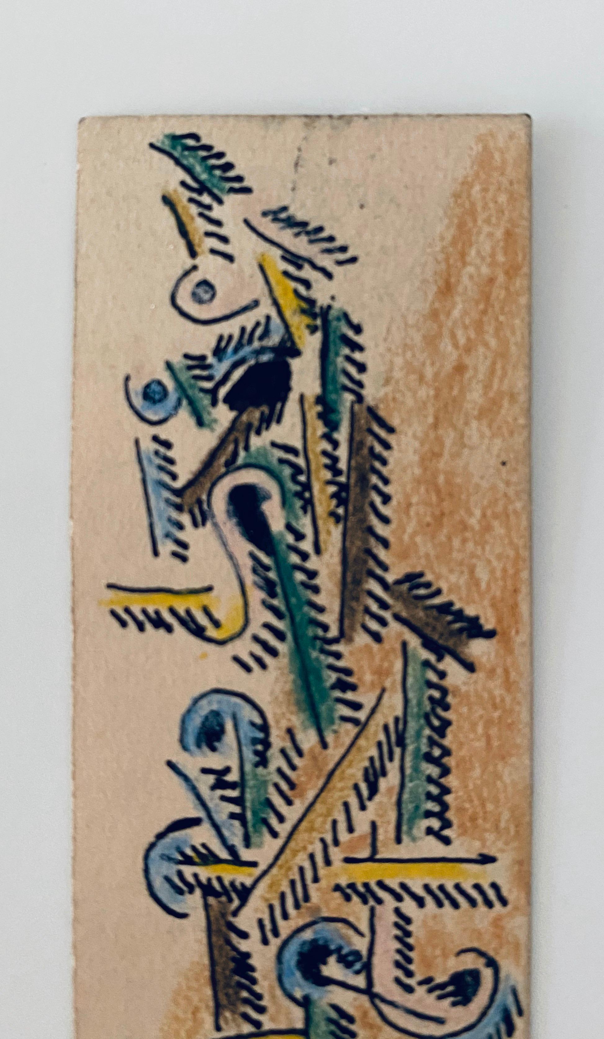 Abstract Drawing Watercolor Painting Totem Column Jewish American Modernist WPA - Expressionist Art by Ben-Zion Weinman