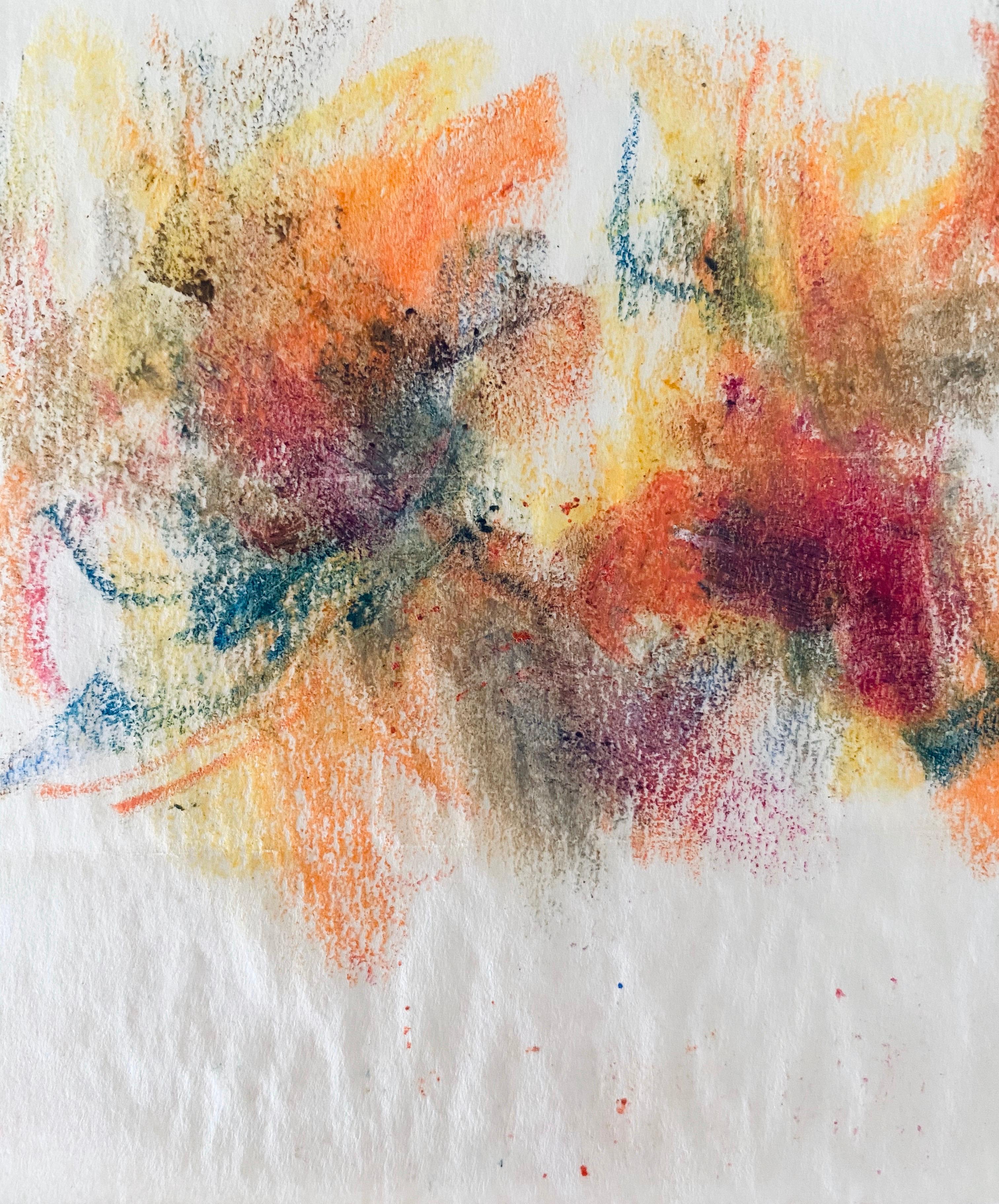 Abstract Pastel Crayon Drawing Color Abstract, Seasonal Letter John Von Wicht - Abstract Expressionist Art by John Von Wicht 