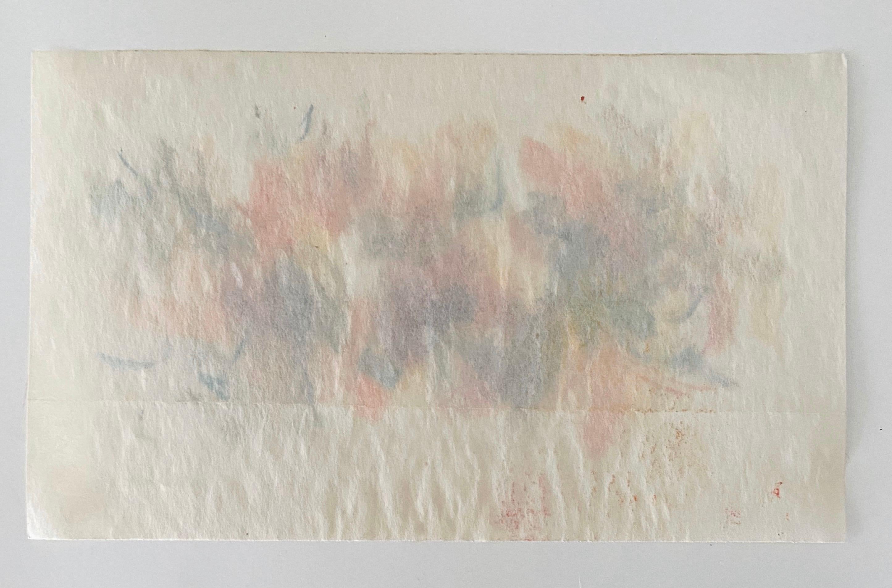 Abstract Pastel Crayon Drawing Color Abstract, Seasonal Letter John Von Wicht - Beige Abstract Drawing by John Von Wicht 