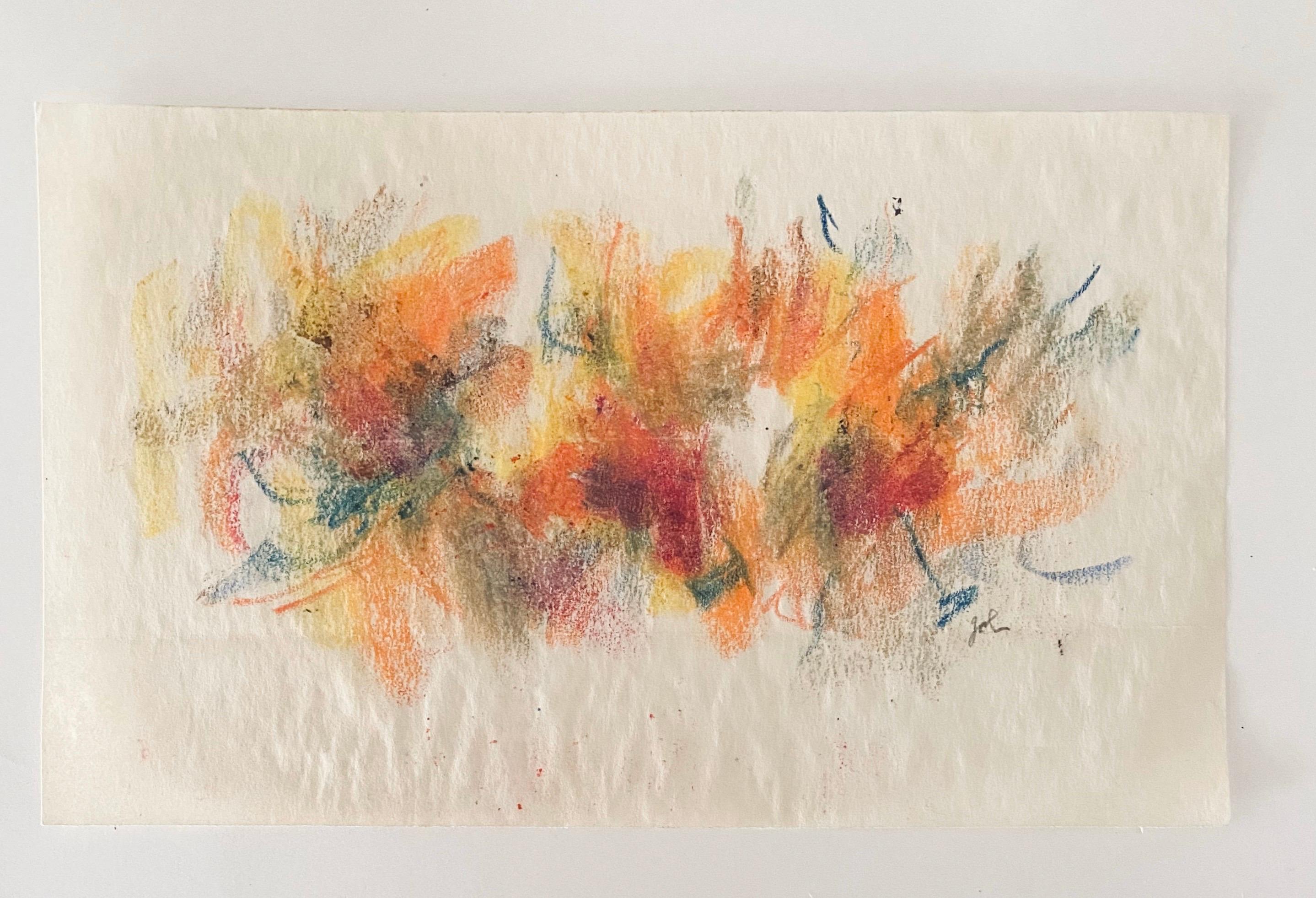 Abstract Pastel Crayon Drawing Color Abstract, Seasonal Letter John Von Wicht For Sale 1