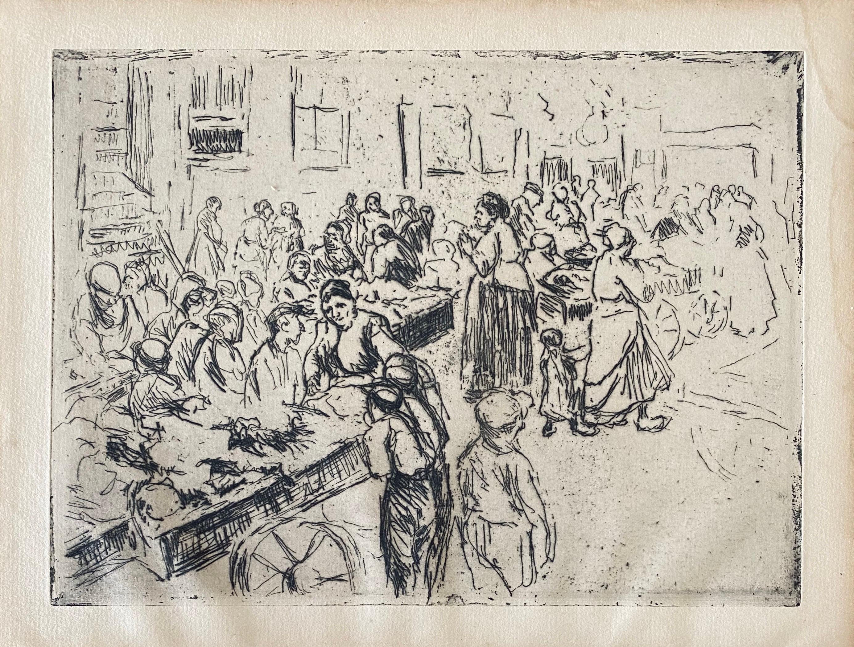 Deutsche impressionistische Marktplatz-Radierung