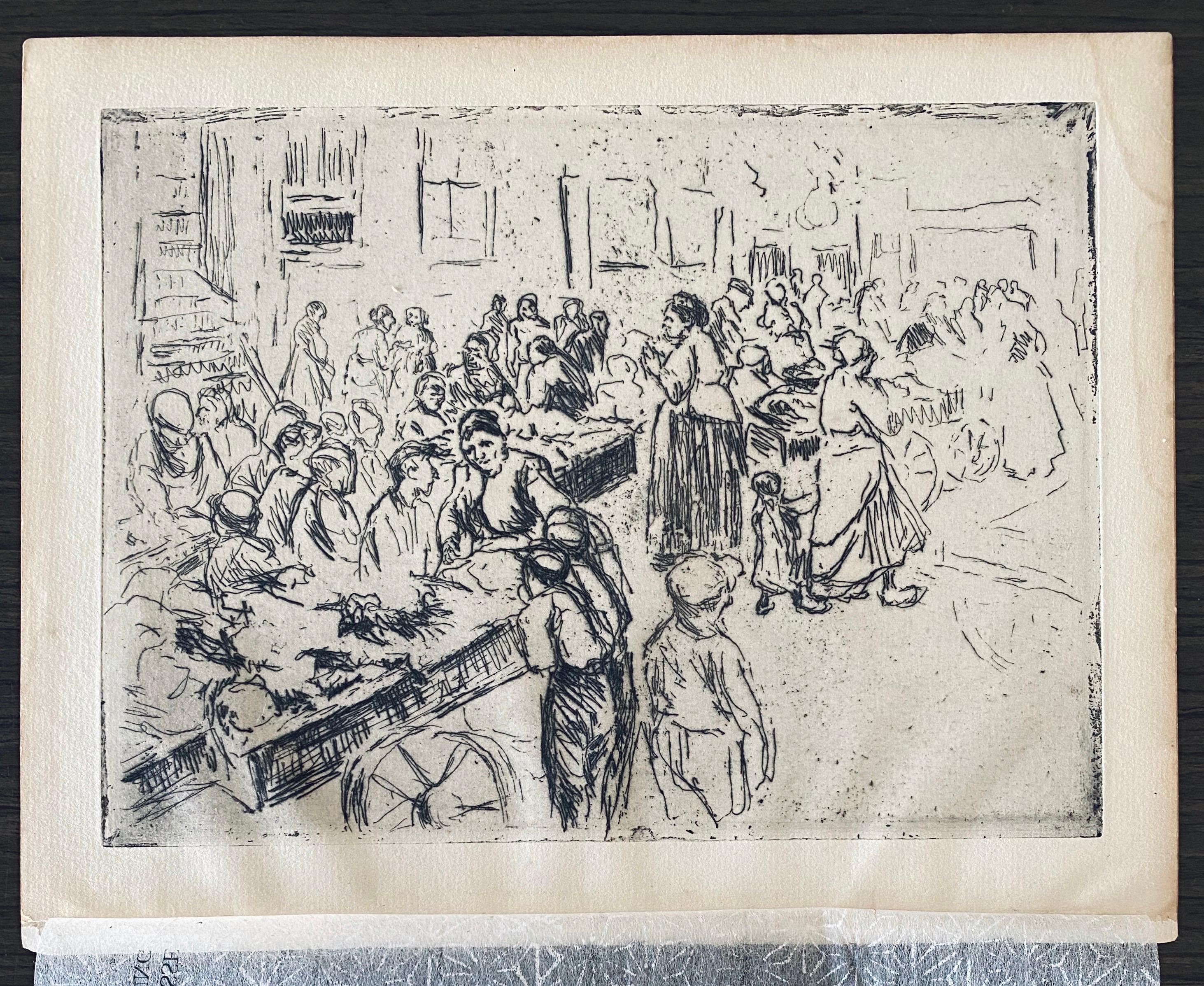 German Impressionist Marketplace Etching For Sale 1