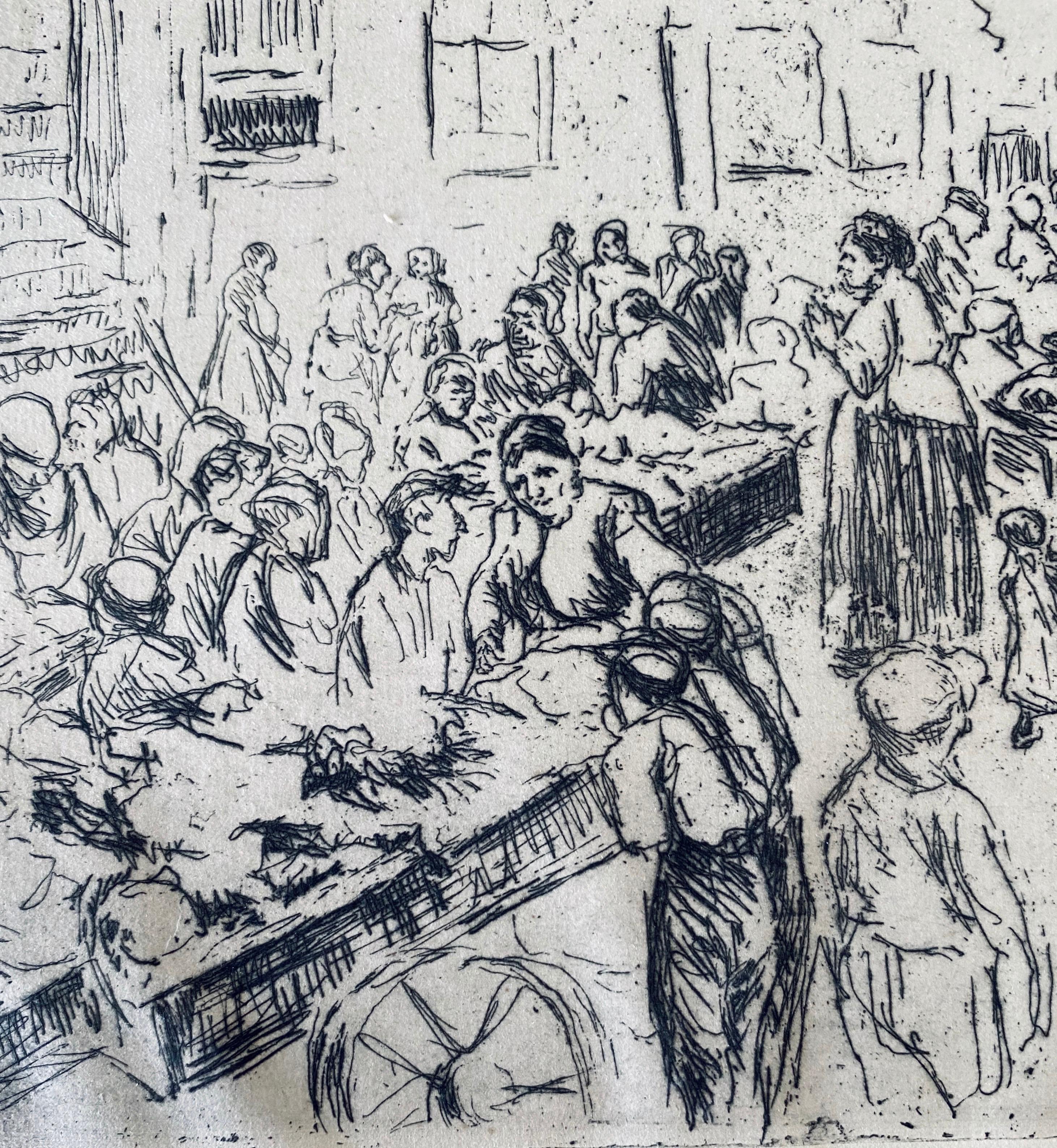 German Impressionist Marketplace Etching For Sale 2