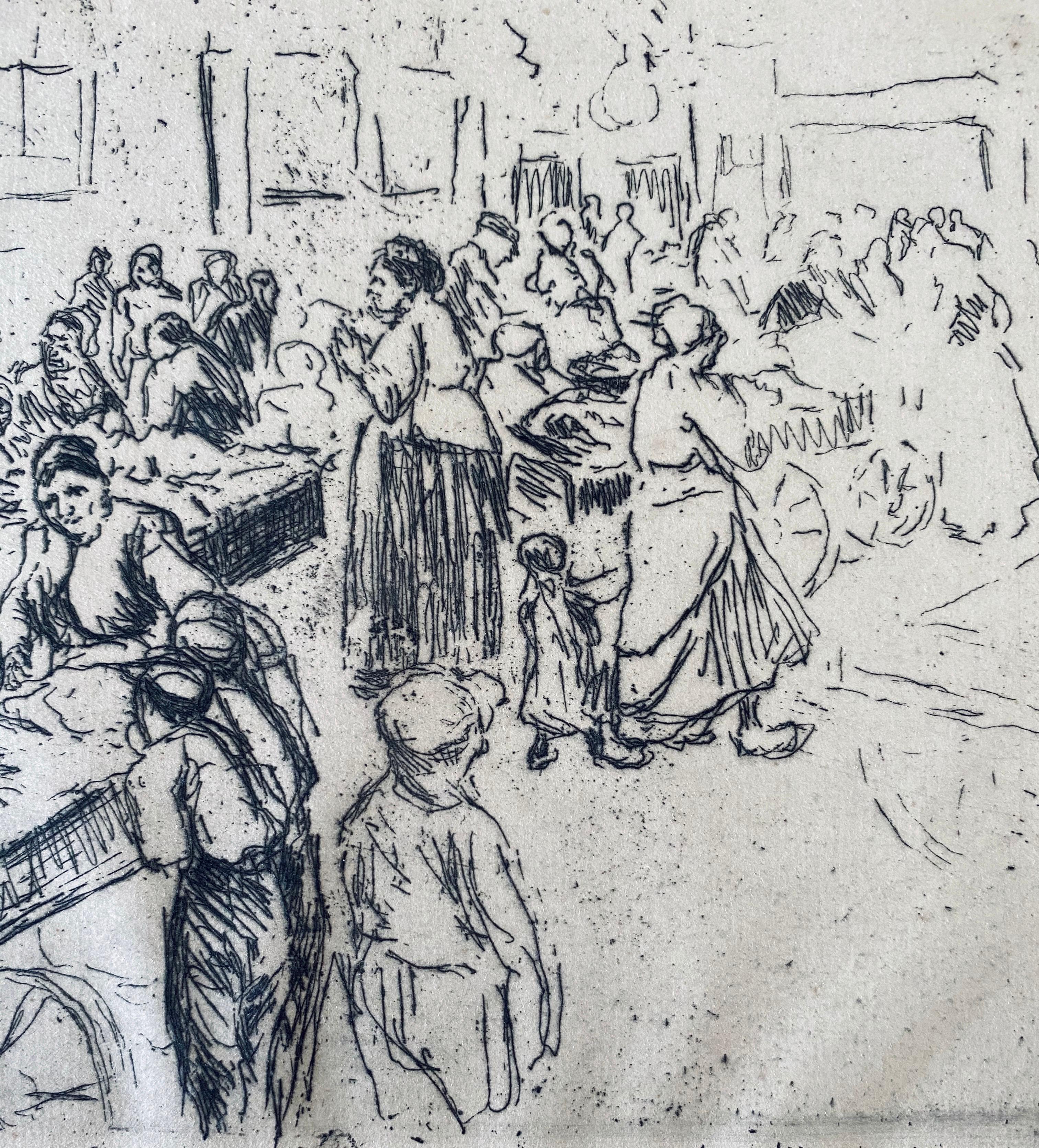 German Impressionist Marketplace Etching For Sale 3