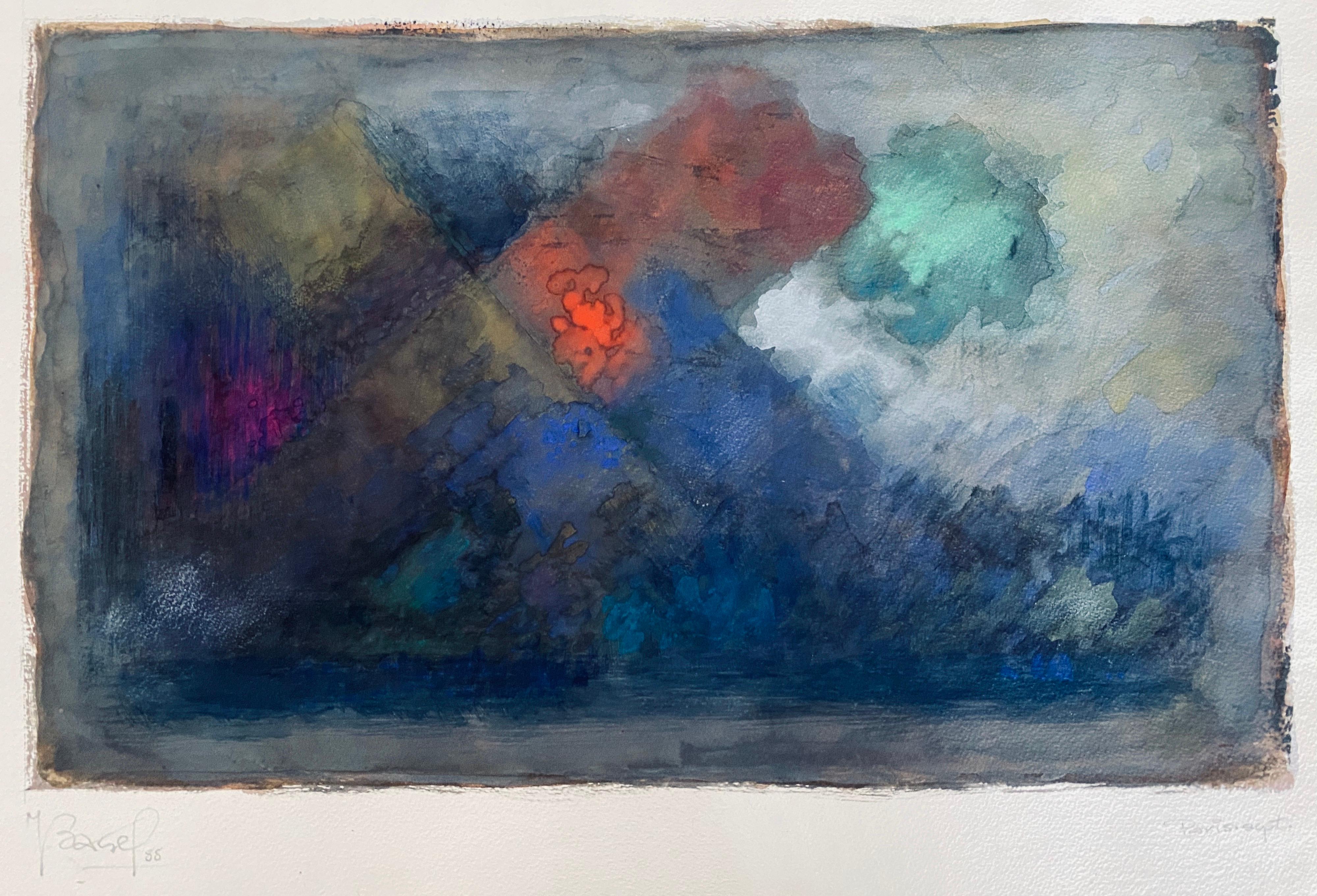 Pintura Judaica Polaca Francesa Acuarela Gouache Original Bauhaus Arte Yiddish en venta 2