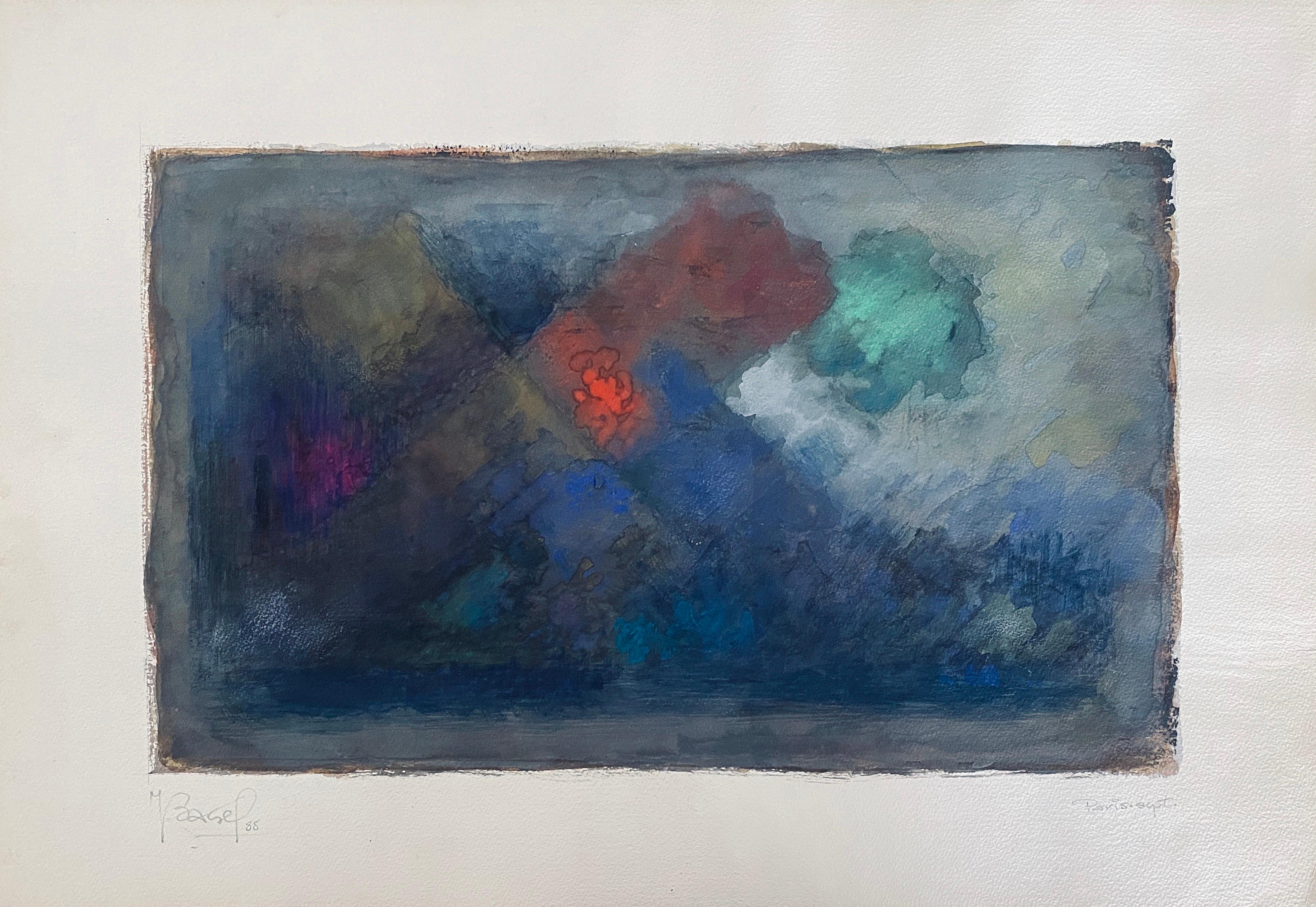 Pintura Judaica Polaca Francesa Acuarela Gouache Original Bauhaus Arte Yiddish en venta 3