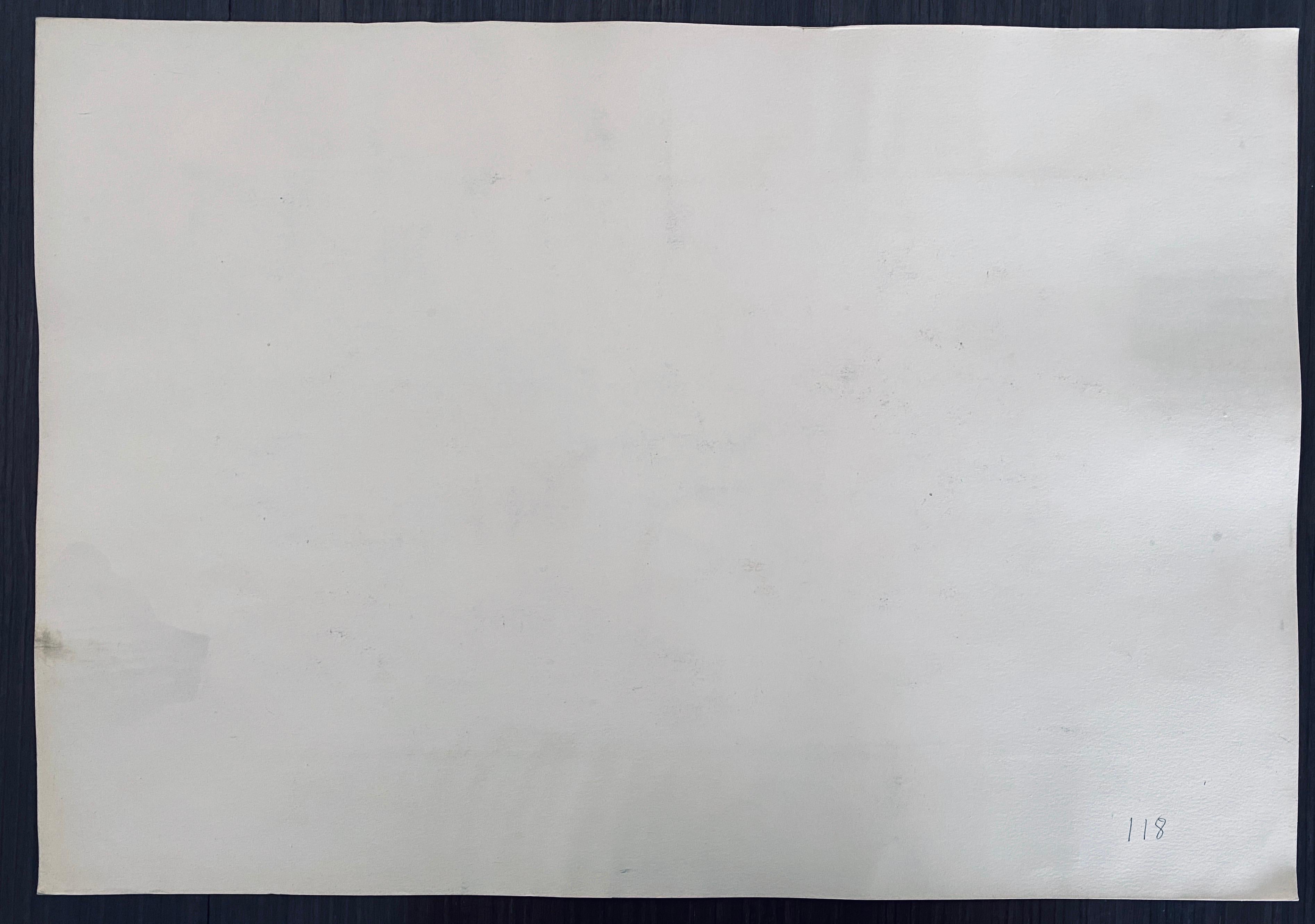 Pintura Judaica Polaca Francesa Acuarela Gouache Original Bauhaus Arte Yiddish en venta 6