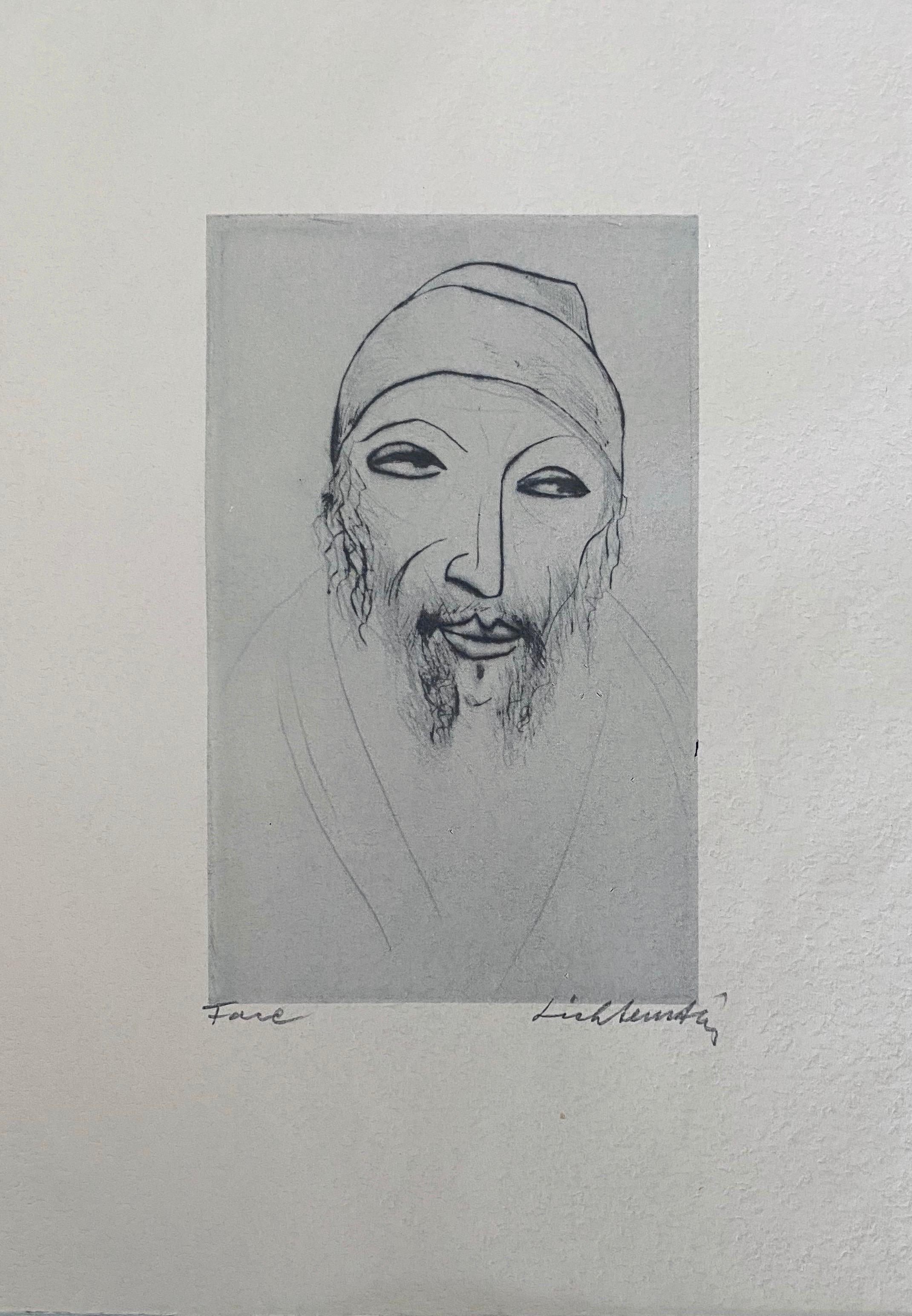 Bezalel School Jerusalem Israeli Judaica Radierung - Gesicht (Post-Impressionismus), Art, von Isaac Lichtenstein