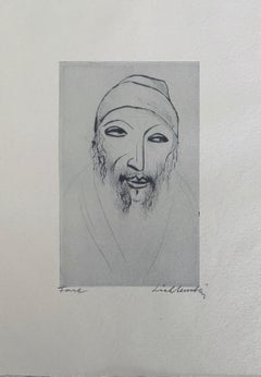 Bezalel School Jerusalem Israeli Judaica Etching - Face