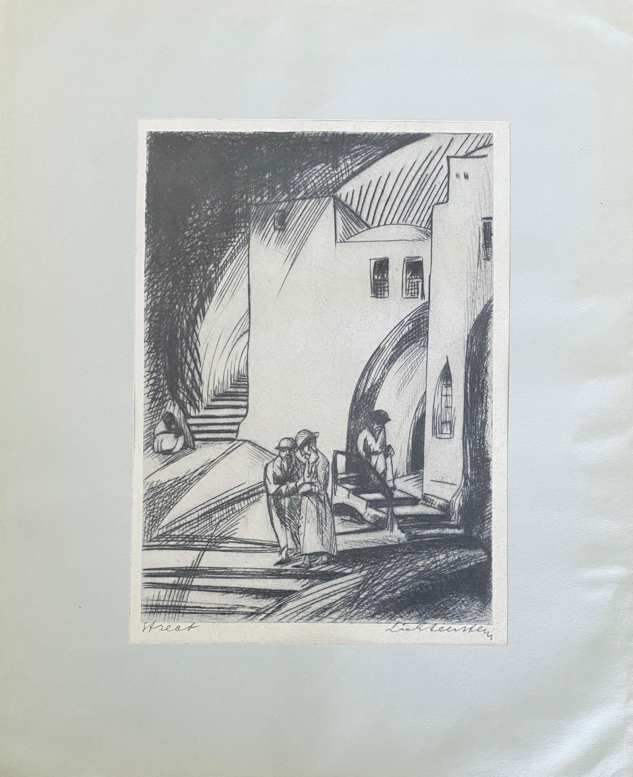 YITSKHOK LIKHTENSHTEYN (ISAAC LICHTENSTEIN) (1888-1981) (Icchok, Izrael)   wurde geboren in  Lodz, Polen. Ursprünglich besuchte er die Yehuda-Pen-Schule in Witebsk. In derselben Schule, in der der junge Marc Chagall begann, seine Schtetl-Juden,