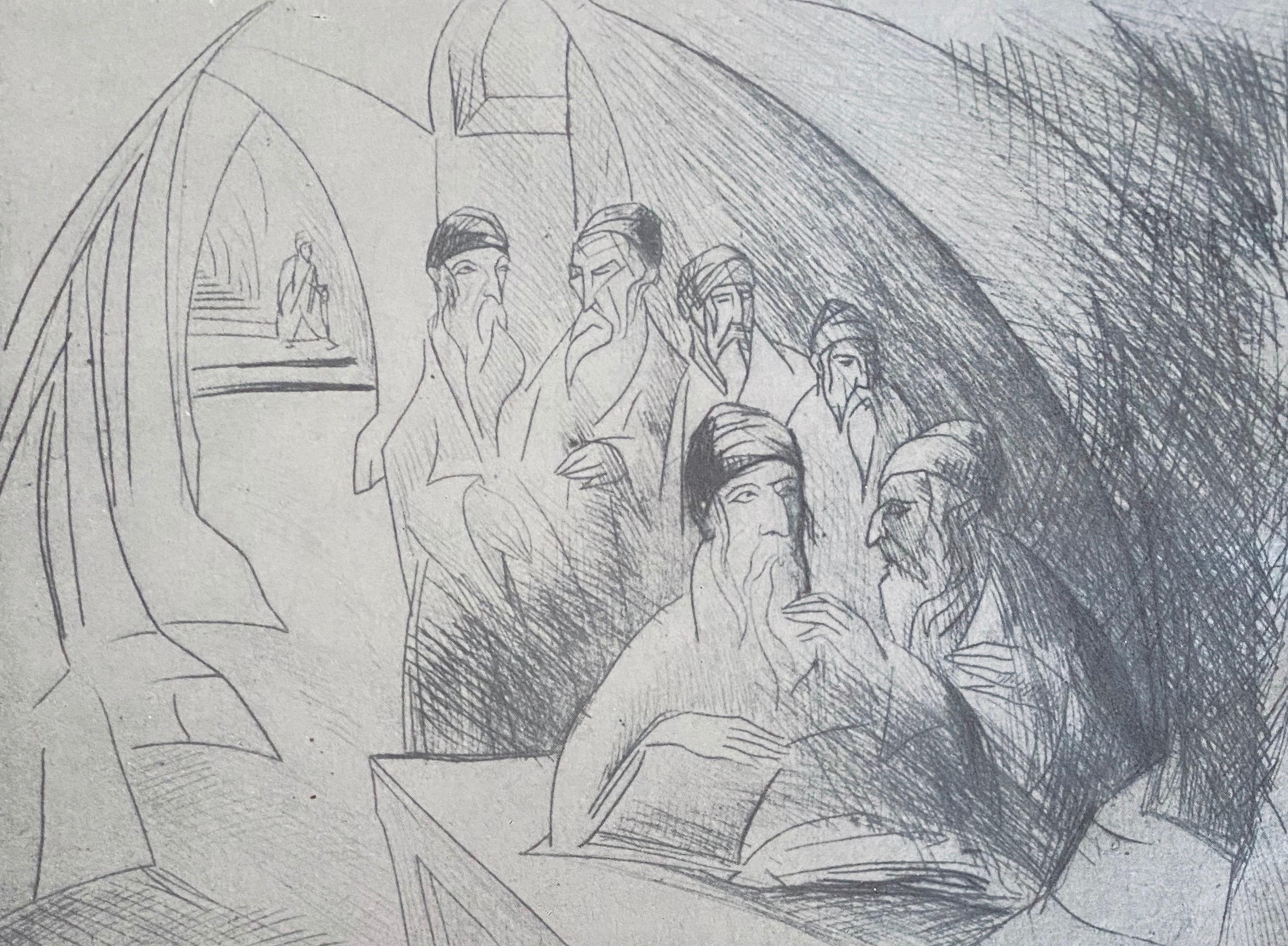 Scuola di Bezalel Gerusalemme Incisione ebraica israeliana - Art di Isaac Lichtenstein