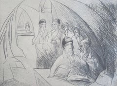 Antique Bezalel School Jerusalem Israeli Judaica Etching
