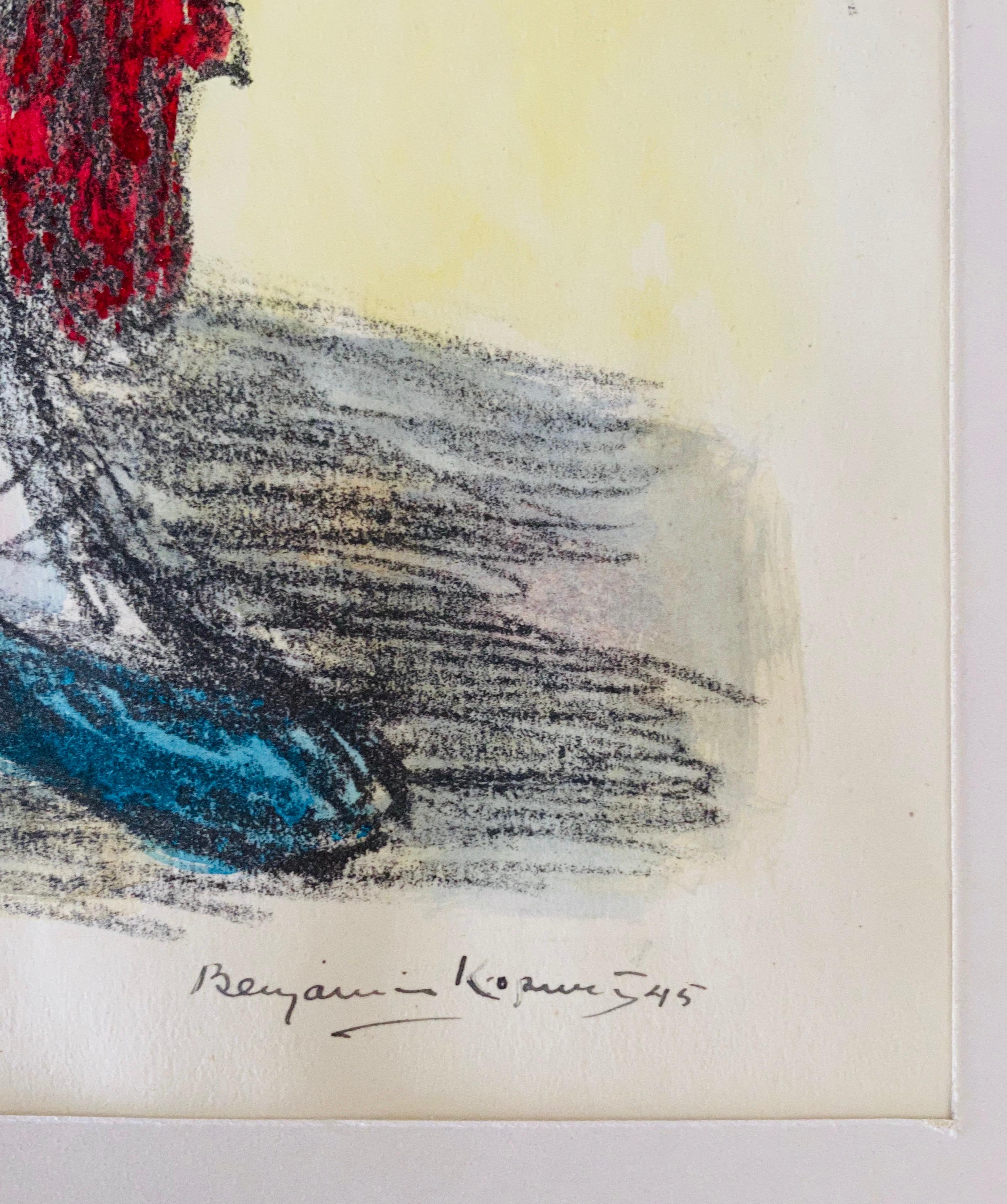 Expressionistische handsignierte Lithographie - Benjamin Kopman im Angebot 6